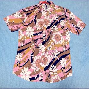Smash Fun Colorful Hawaiian 70s Men’s M short sleeve button down